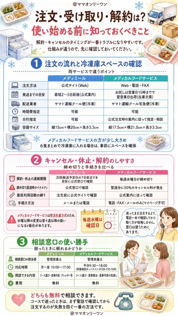 メディミールとメディカルフードサービス 注文・受け取り・解約は？使い始める前に知っておくべきこと