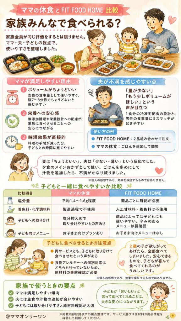 ママの休食とFIT FOOD HOME 家族みんなで食べられる？