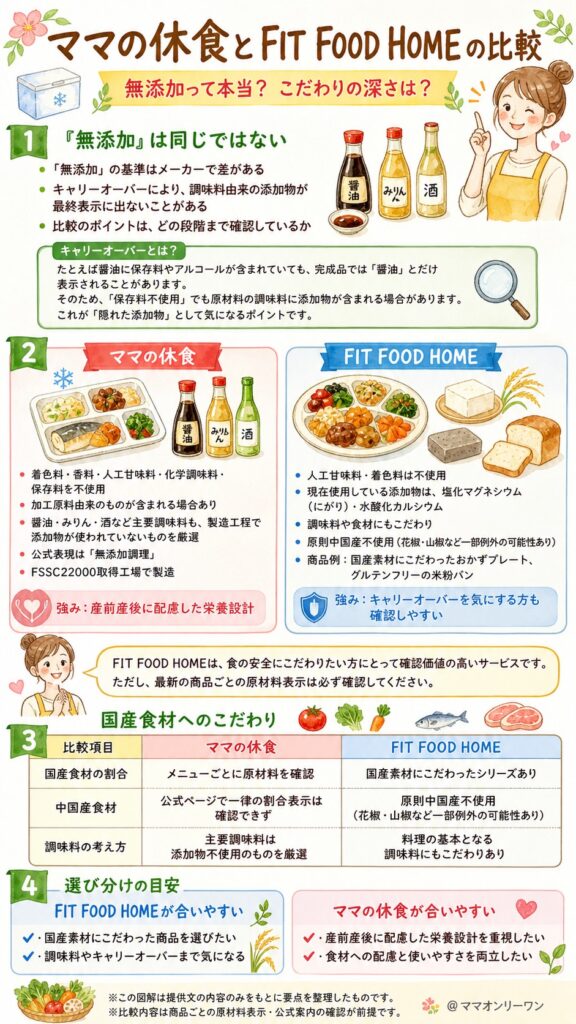 ママの休食とFIT FOOD HOME 無添加って本当？こだわりの深さは？