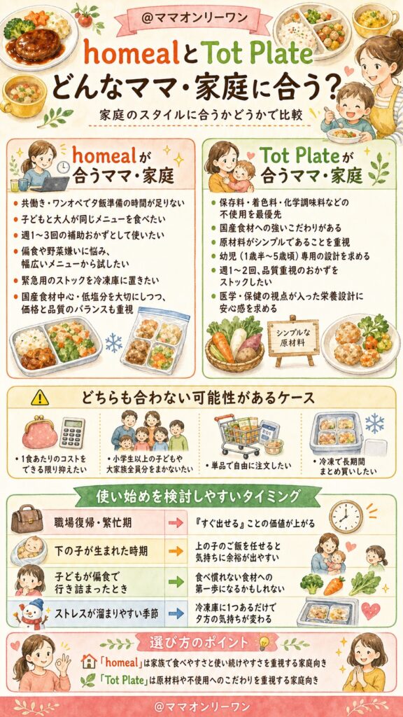 どんなママにhomeal、どんなママにTot Plateが合う？