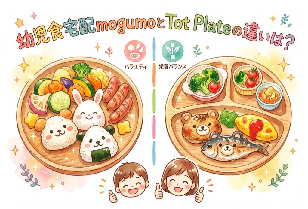 幼児食宅配mogumoとTot Plateの違いは？｜添加物・栄養・価格・食いつきで徹底比較