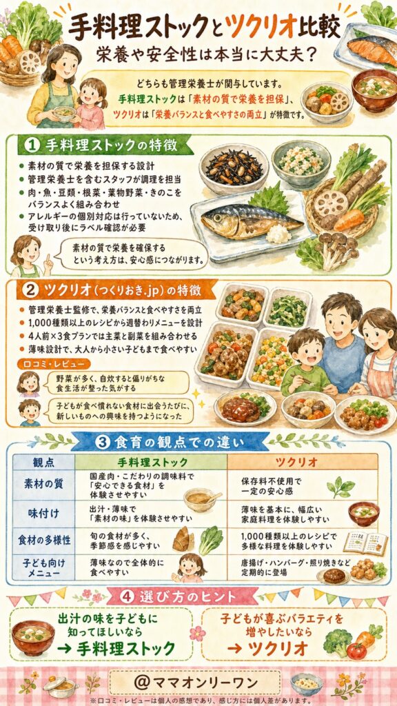 手料理ストックとツクリオ 栄養や安全性は本当に大丈夫?