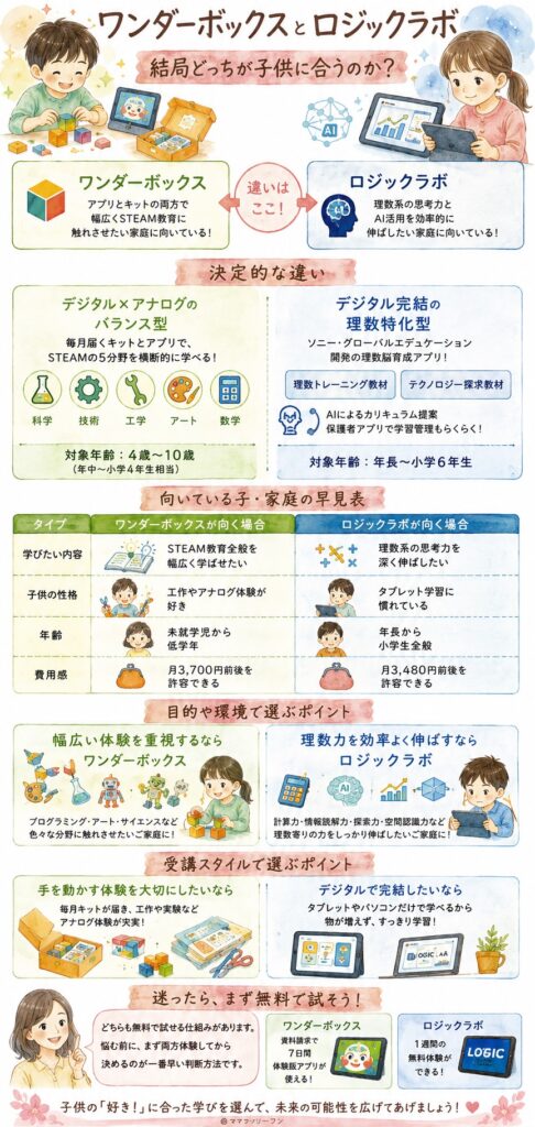 ワンダーボックスとロジックラボ、結局どっちが子供に合うのか？(結論)