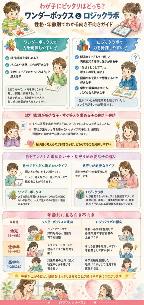 ワンダーボックスとロジックラボ どんな性格の子が、それぞれで夢中になれるのか？