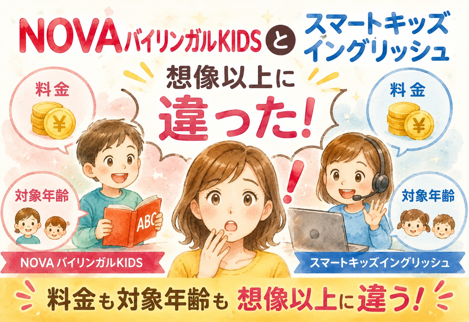 NOVAバイリンガルKIDSとスマートキッズイングリッシュ、料金も対象年齢も想像以上に違った