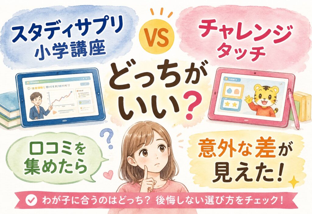 スタディサプリ小学講座とチャレンジタッチどっちがいい、口コミを集めたら意外な差が見えた