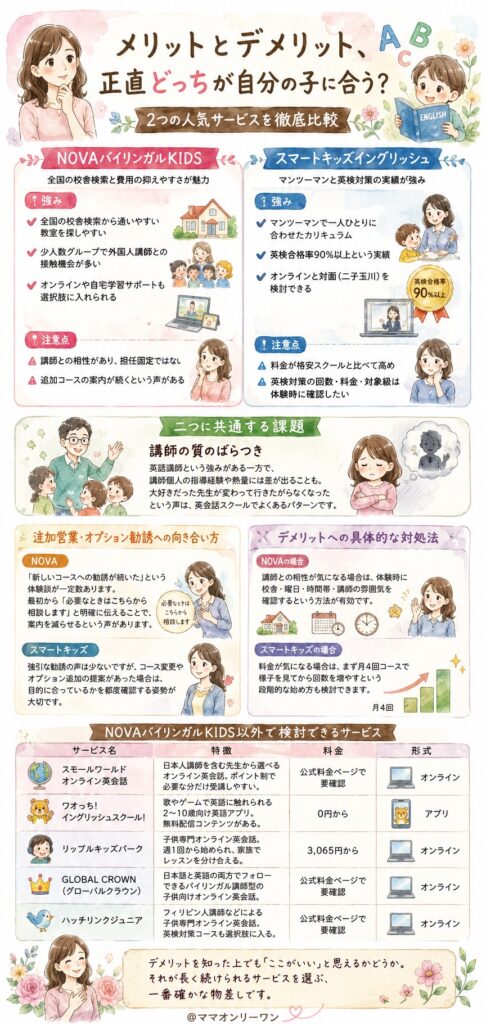 NOVAバイリンガルKIDSとスマートキッズイングリッシュ メリットとデメリット、正直どっちが自分の子に合う？