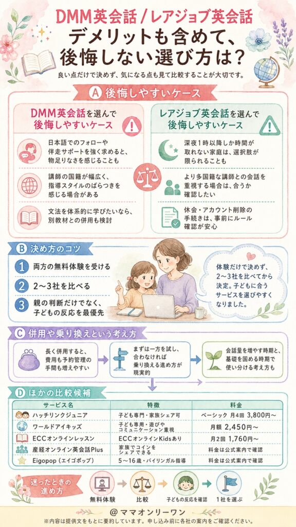レアジョブ英会話とDMM英会話 デメリットも含めて、後悔しない選び方は?