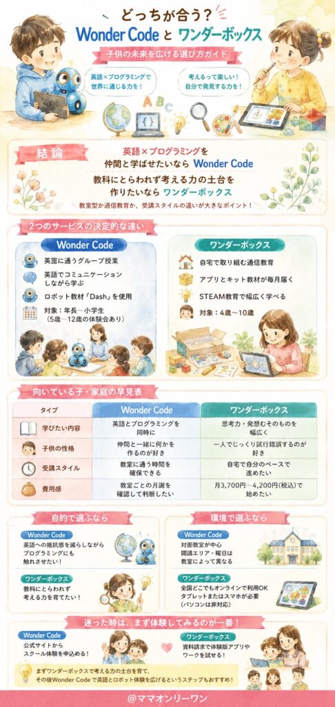 Wonder Codeとワンダーボックス、結局どっちが子供に合うのか？(結論)