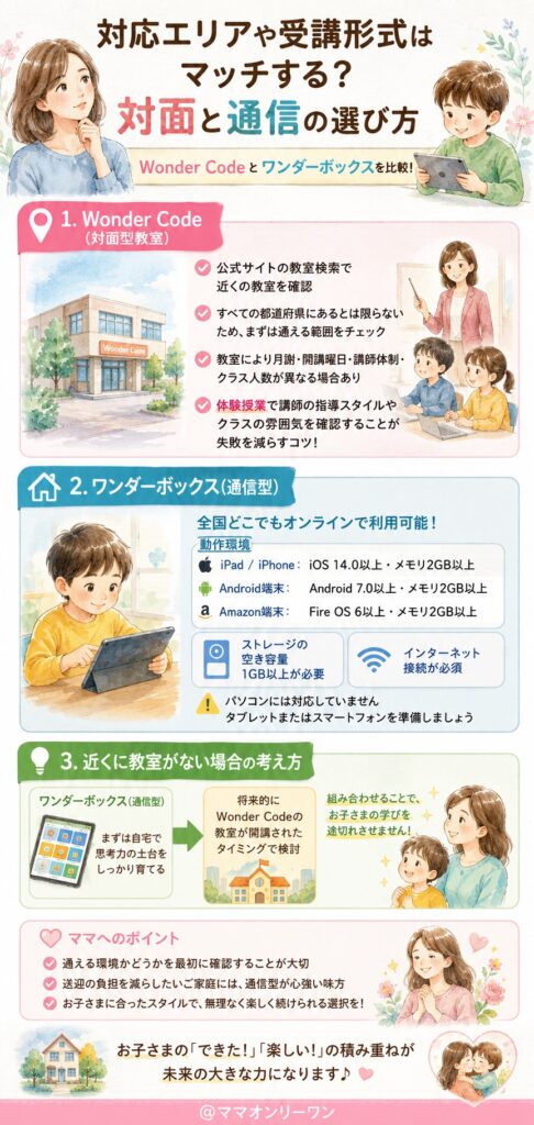 Wonder Codeとワンダーボックス 対応エリアや受講形式はマッチする？対面と通信の選び方