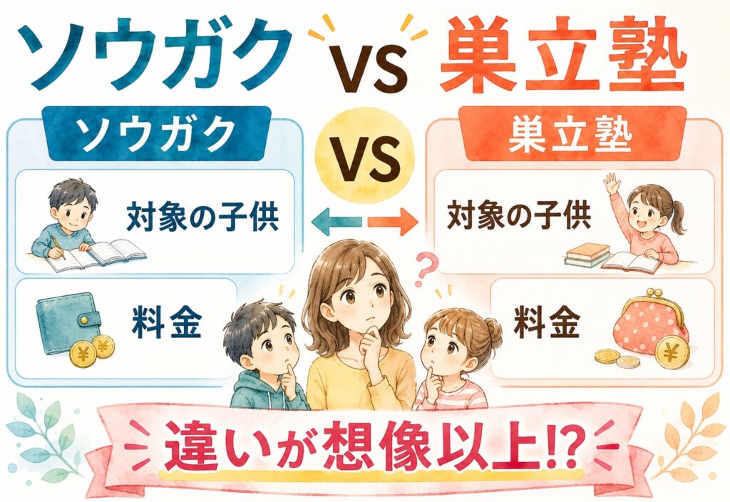 ソウガクと巣立塾を比べたら対象の子供と料金の違いが想像以上でした