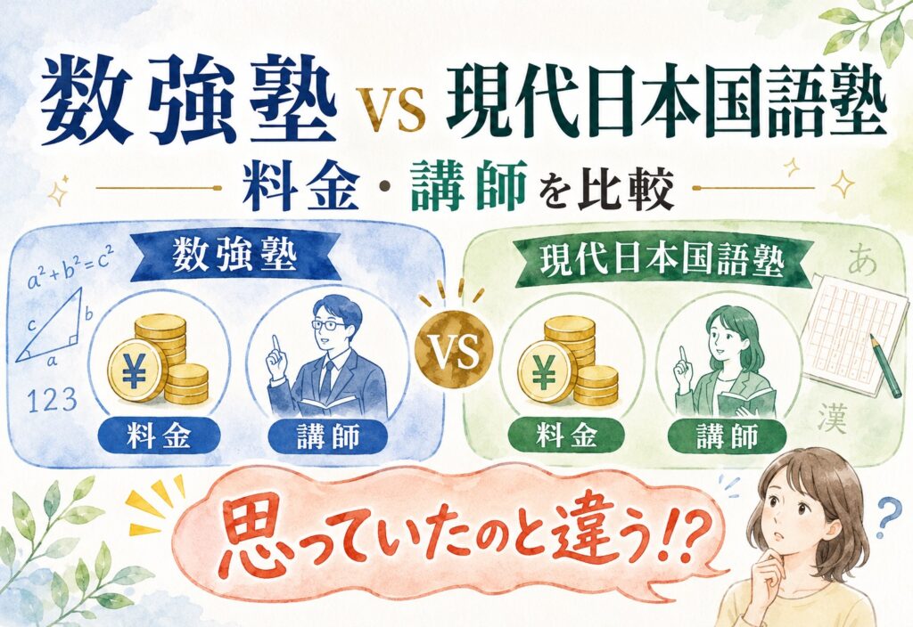 数強塾と現代日本国語塾の比較、料金も講師も思っていたのと違った結果に