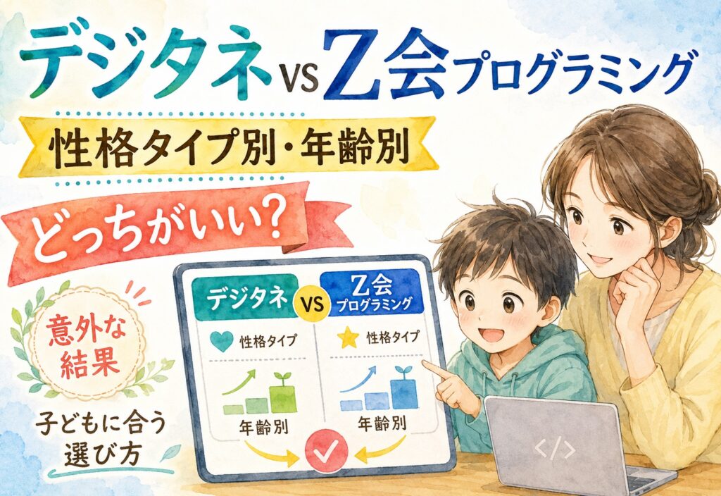 デジタネとZ会プログラミングシリーズどっちがいい、性格タイプ別・年齢別に比べたら意外な結果でした