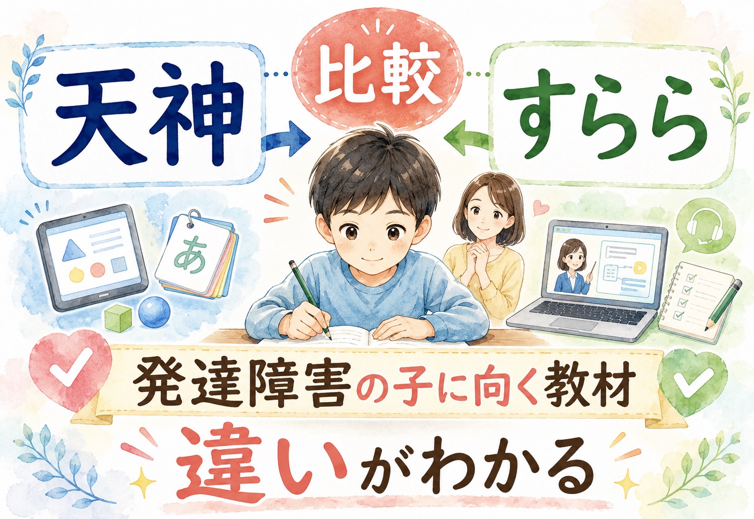 天神とすららを比較したら発達障害の子に向く教材がこんなに違うとわかった