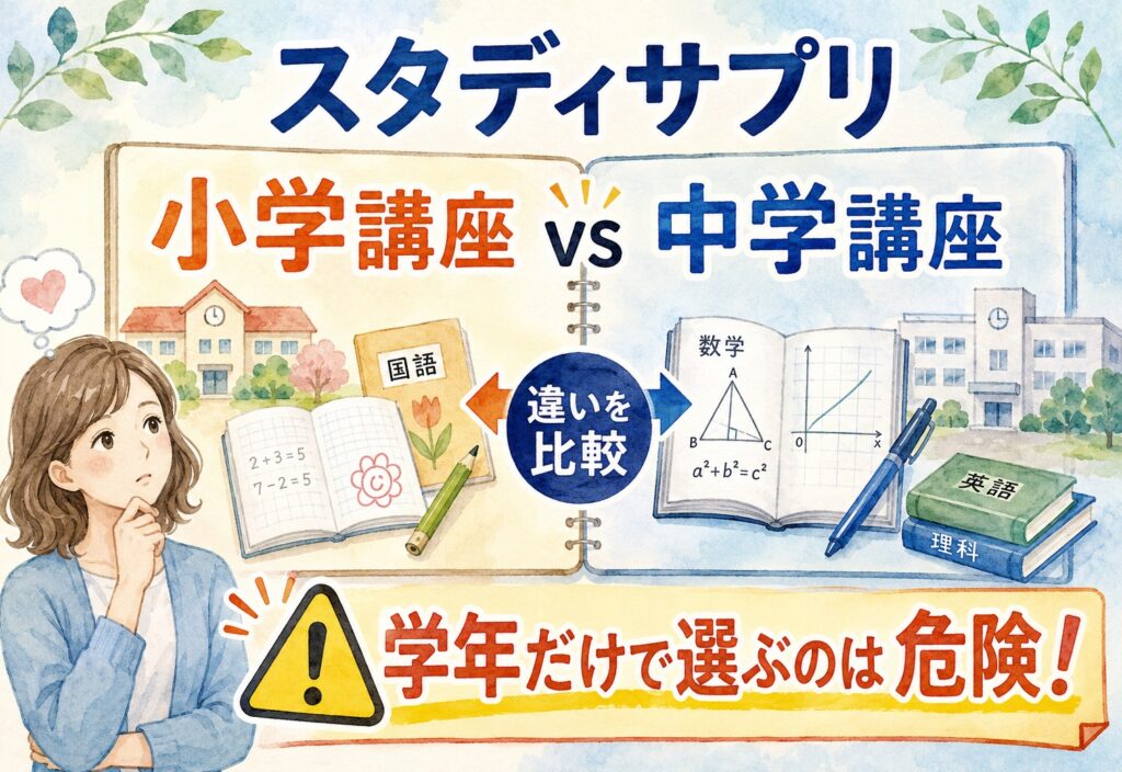 スタディサプリ小学講座と中学講座の違いを比較したら学年だけで選ぶ怖さに気づいた