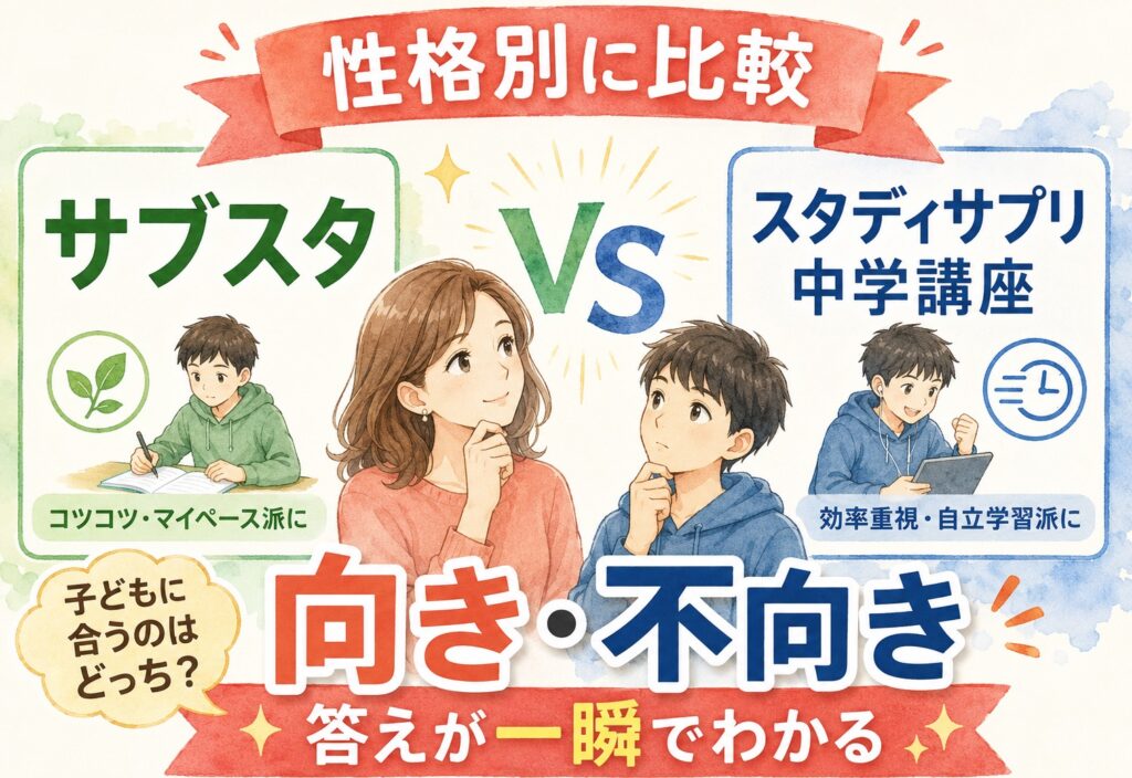 サブスタとスタディサプリ中学講座、性格別に向き不向きを比べたら答えが一瞬で出た話