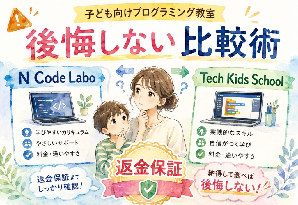 N Code LaboとTech Kids School、返金保証まで知って選ぶと後悔しない比較術