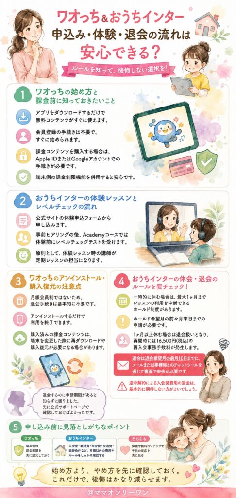 ワオっち!イングリッシュスクールとおうちインター 申し込み・体験・退会の流れは安心できる?