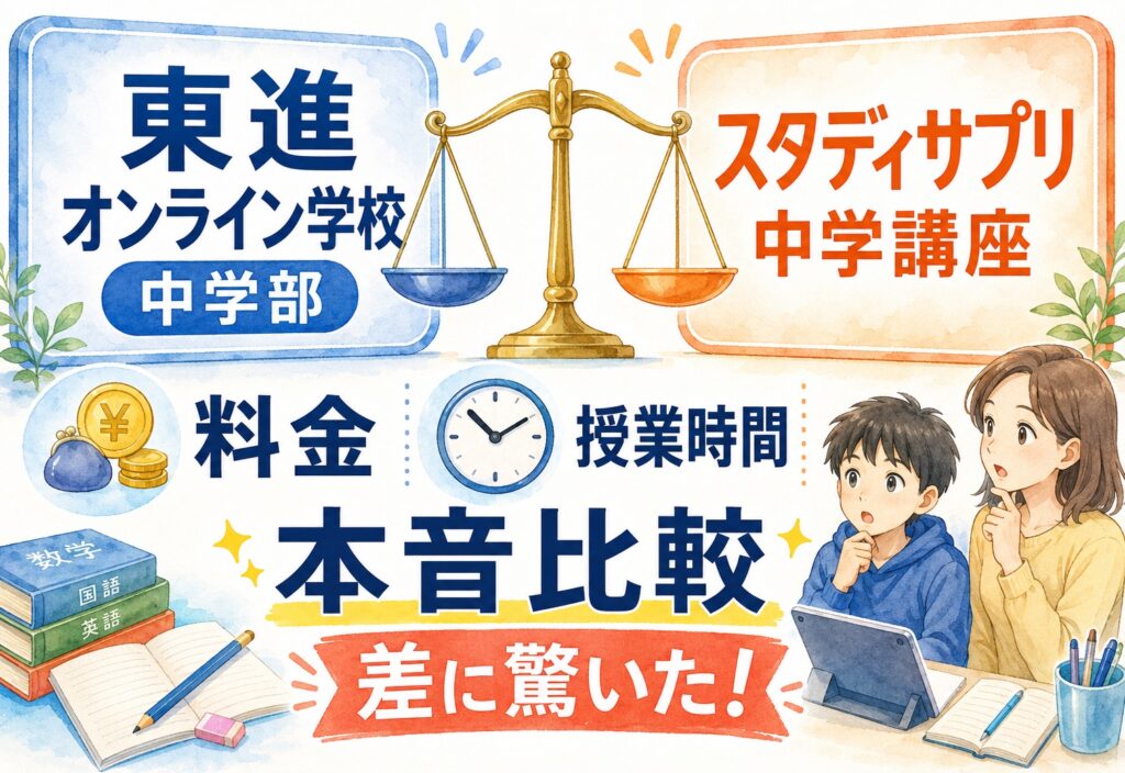 東進オンライン学校中学部VSスタディサプリ中学講座、料金と授業時間の差に驚いた本音比較