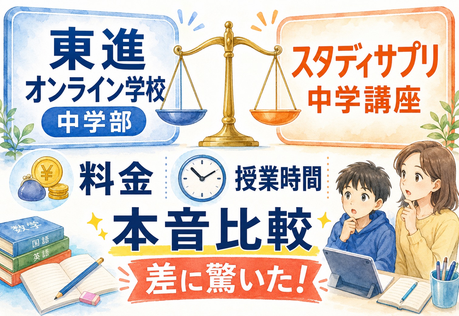 東進オンライン学校中学部VSスタディサプリ中学講座、料金と授業時間の差に驚いた本音比較