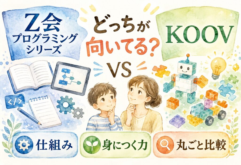 Z会プログラミングシリーズとKOOVどっちが向いてる、仕組みから身につく力まで丸ごと比較してみました