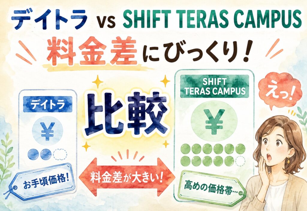 デイトラとSHIFT TERAS CAMPUSを比較したら料金の差に思わず声が出た