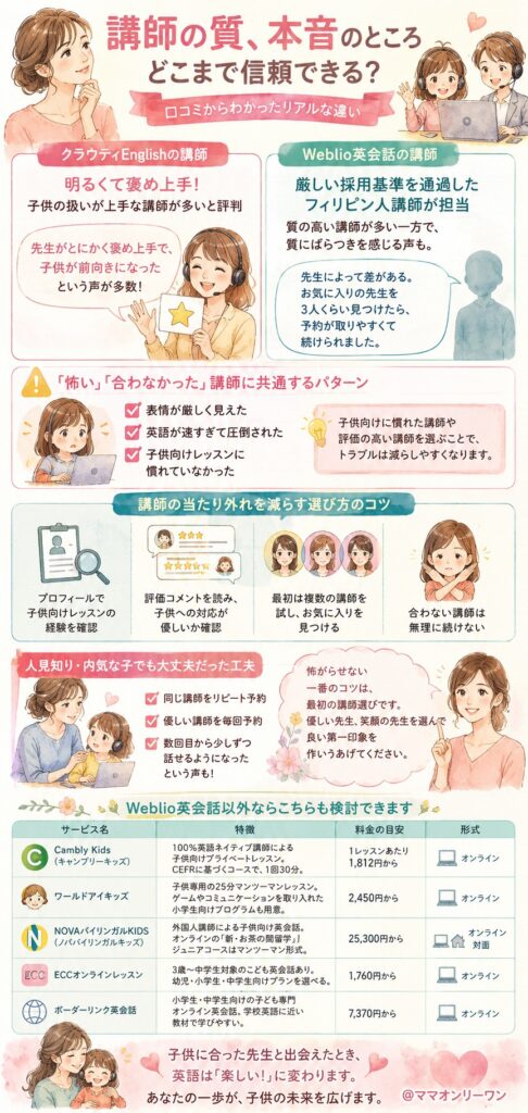 クラウティEnglishとWeblio英会話 講師の質、本音のところどこまで信頼できる?