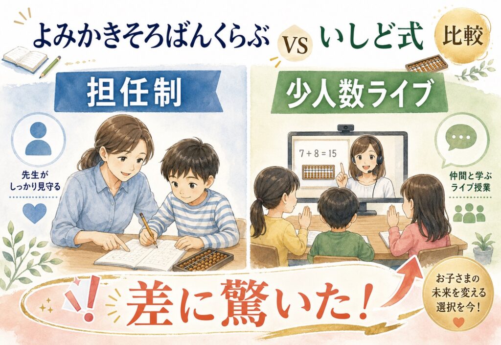 よみかきそろばんくらぶといしど式を比較したら、担任制と少人数ライブの差に驚いた