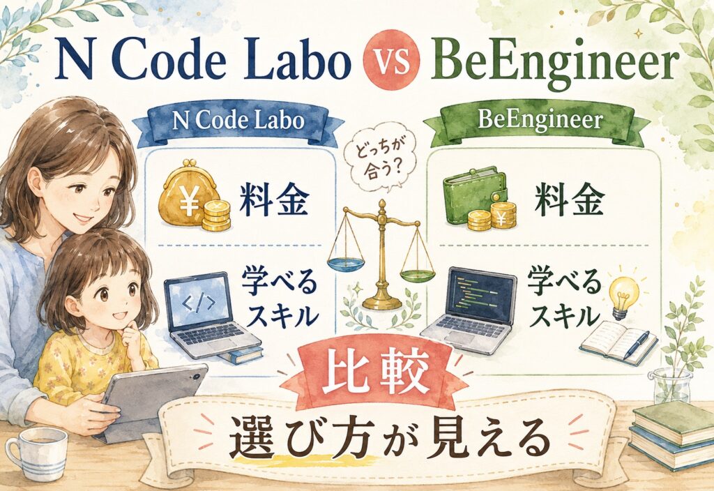 N Code LaboとBeEngineer、料金と学べるスキルを比べたら選び方が見えました