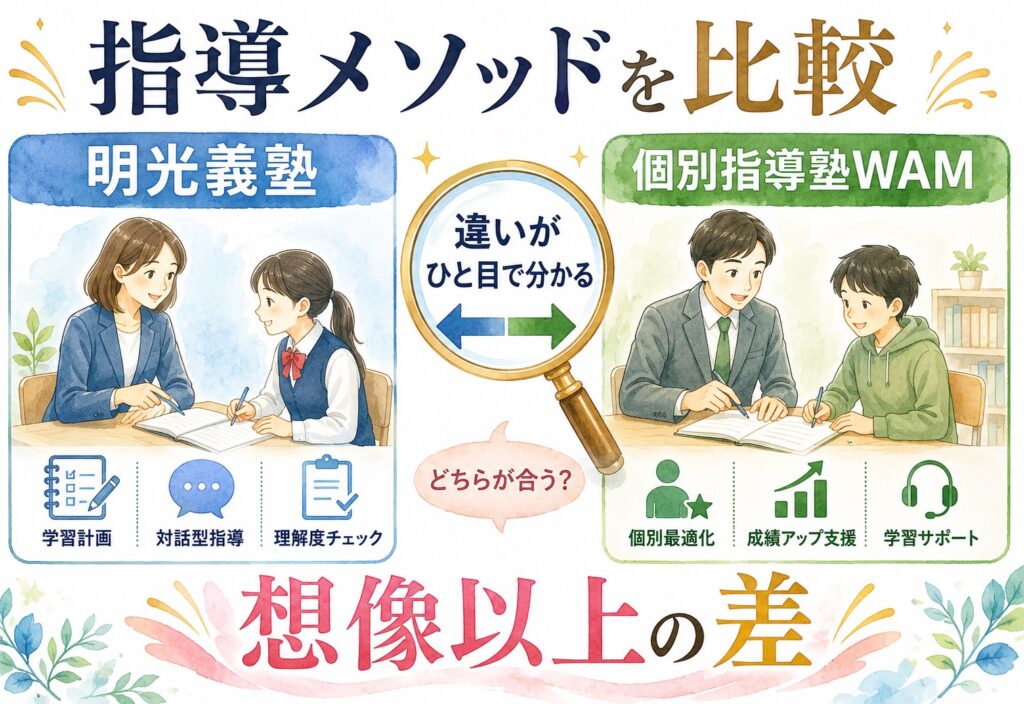 明光義塾と個別指導塾WAMを比較して分かった、指導メソッドの想像以上の差