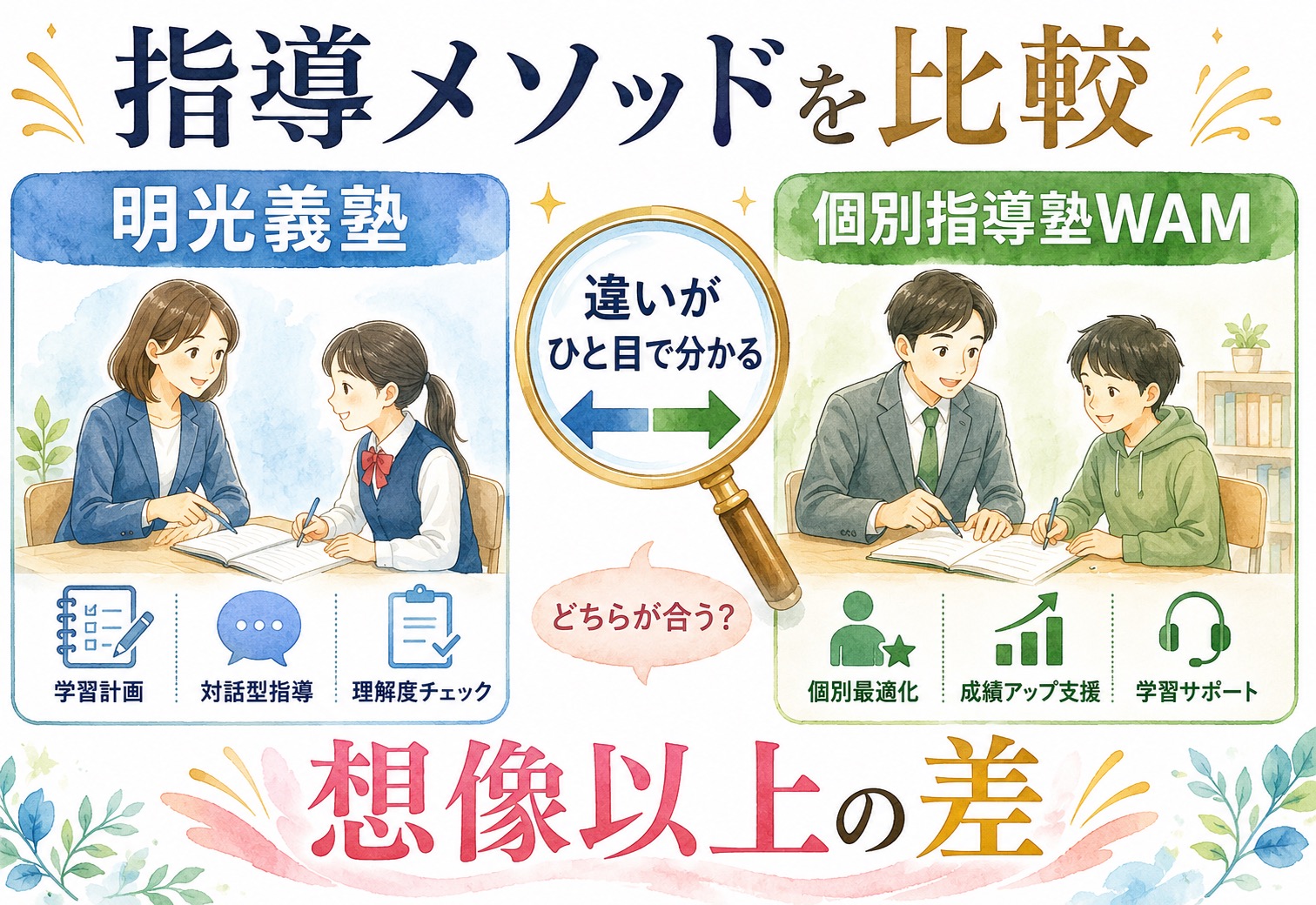 明光義塾と個別指導塾WAMを比較して分かった、指導メソッドの想像以上の差