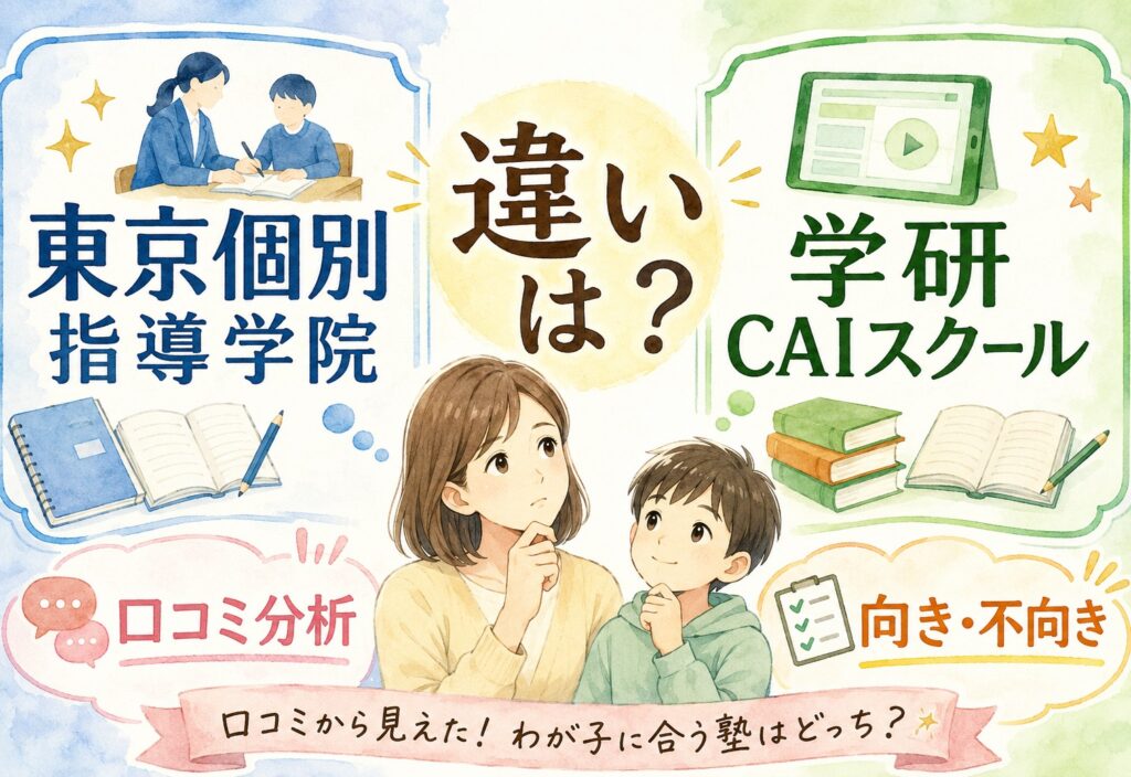 東京個別指導学院と学研CAIスクールの違いって何?口コミ分析で見えた向き不向きが意外でした