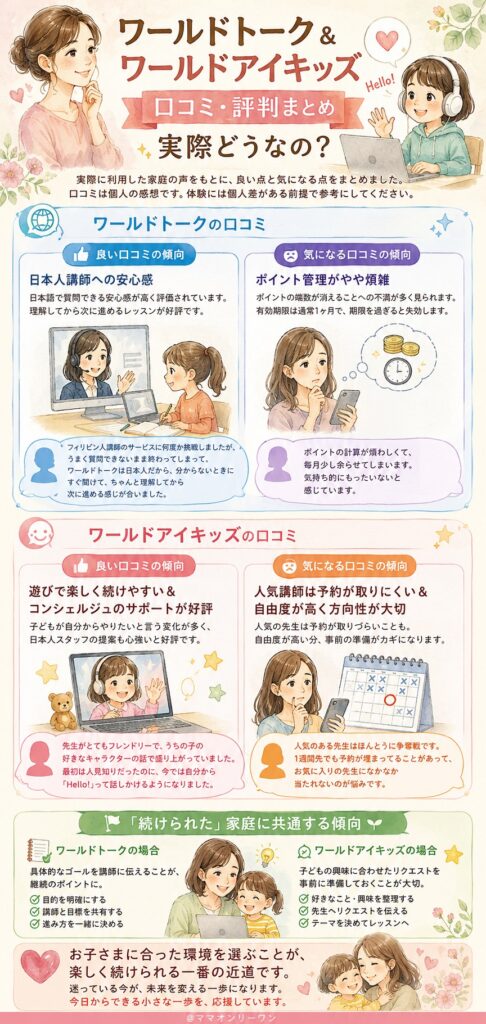 ワールドトークとワールドアイキッズ　口コミ・評判をまとめると、実際どうなの?