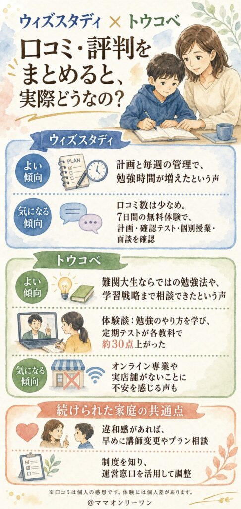 ウィズスタディとトウコベ 口コミ・評判をまとめると、実際どうなの?