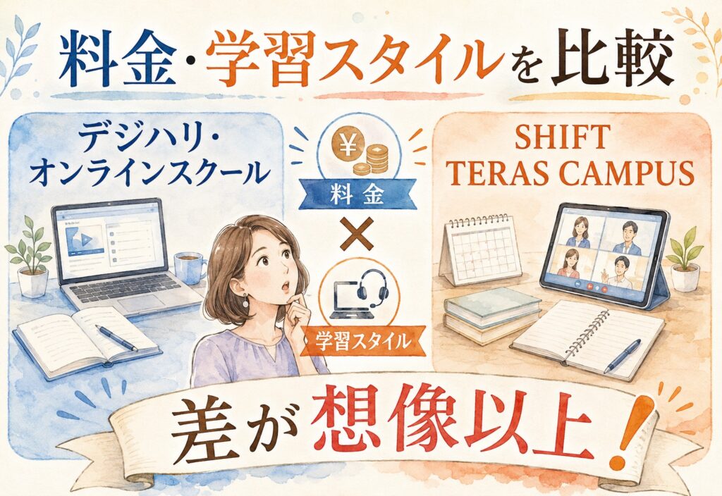 デジハリ・オンラインスクールとSHIFT TERAS CAMPUS、料金も学習スタイルも比べたら差が想像以上でした