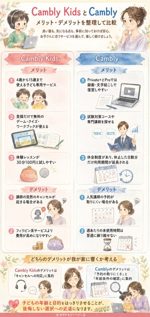 Cambly KidsかCambly メリット・デメリットを整理して比較