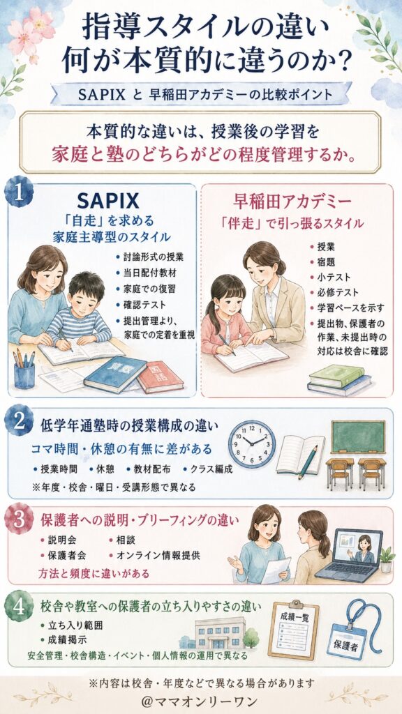 SAPIX小学部と早稲田アカデミー 指導スタイルの違いは何が本質的に違うのか？