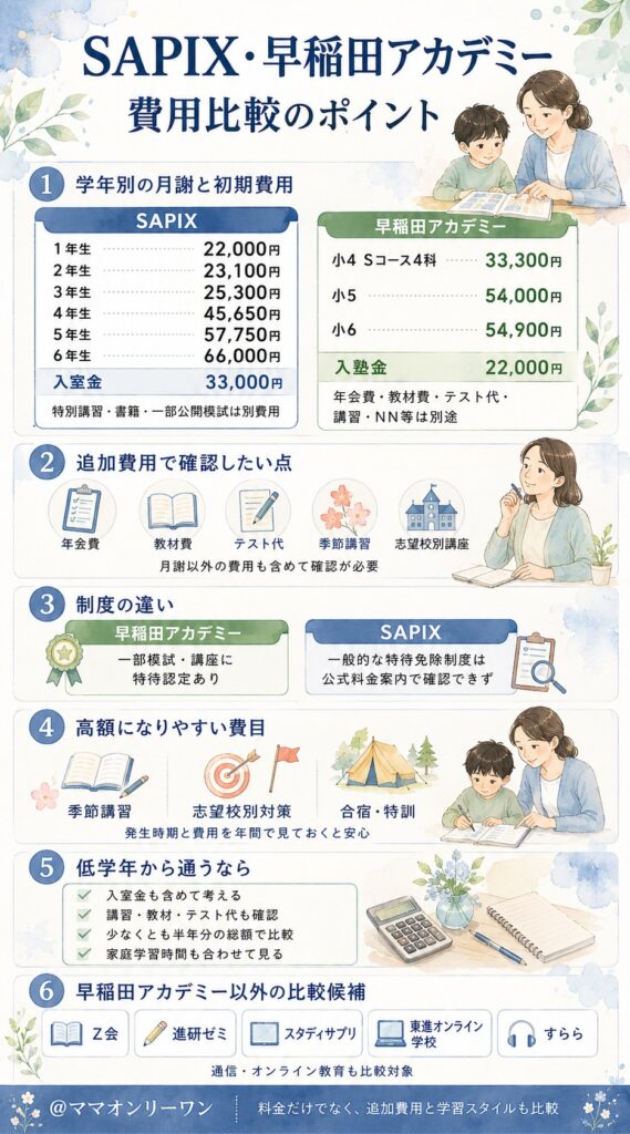 SAPIX小学部と早稲田アカデミー 料金を比べると、家計への負担はどう変わるのか？