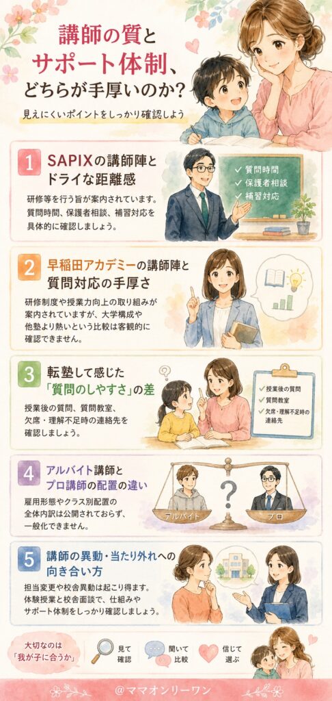 SAPIX小学部と早稲田アカデミー 講師の質とサポート体制、どちらが手厚いのか？