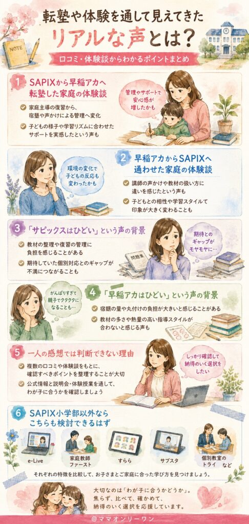 SAPIX小学部と早稲田アカデミー 転塾や体験を通して見えてきたリアルな声とは？