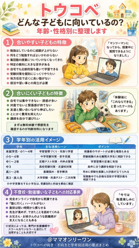 トウコベ どんな子どもに向いているの？年齢・性格別に整理します