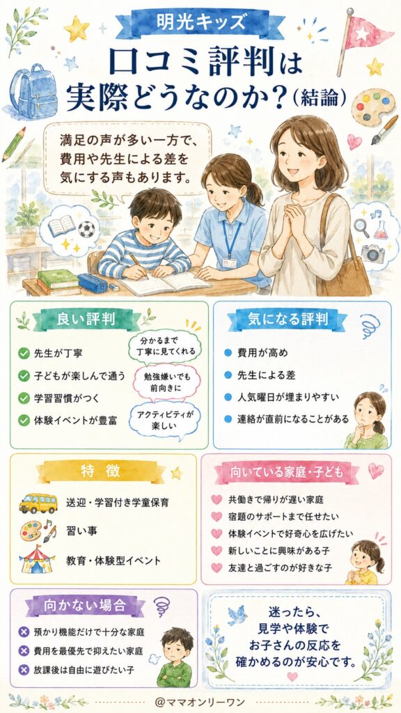明光キッズの口コミ評判は実際どうなのか?(結論)