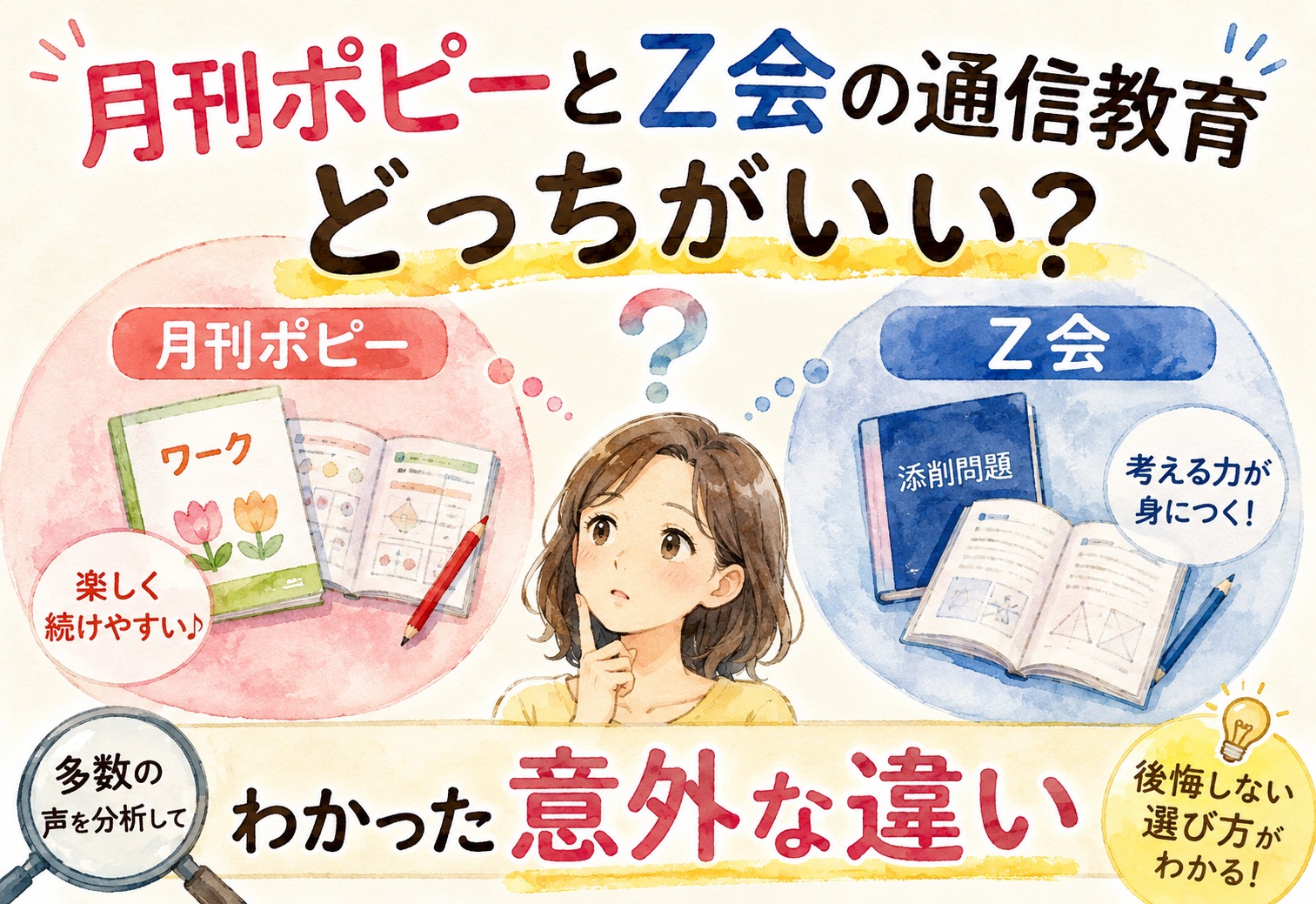 月刊ポピーとZ会の通信教育どっちがいい?多数の声を分析してわかった意外な違い