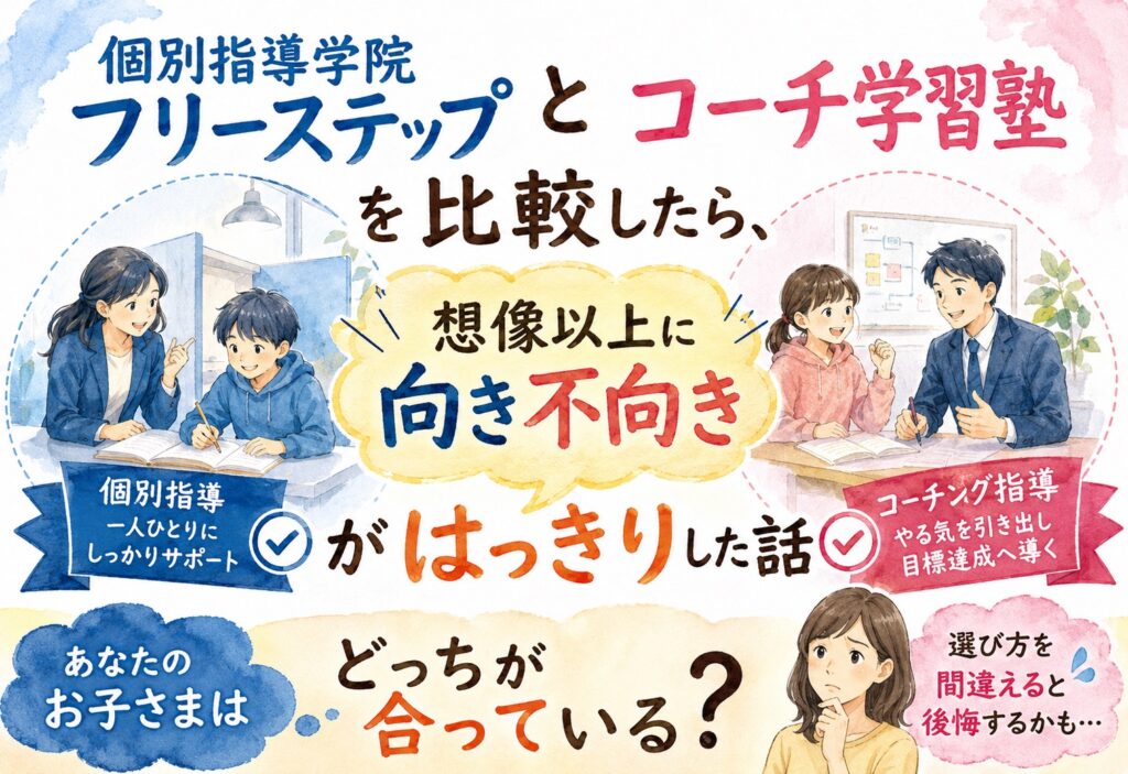 個別指導学院フリーステップとコーチ学習塾を比較したら、想像以上に向き不向きがはっきりした話
