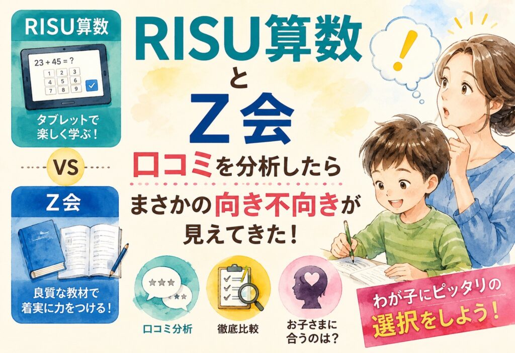 RISU算数とZ会、口コミを分析したらまさかの向き不向きが見えてきた