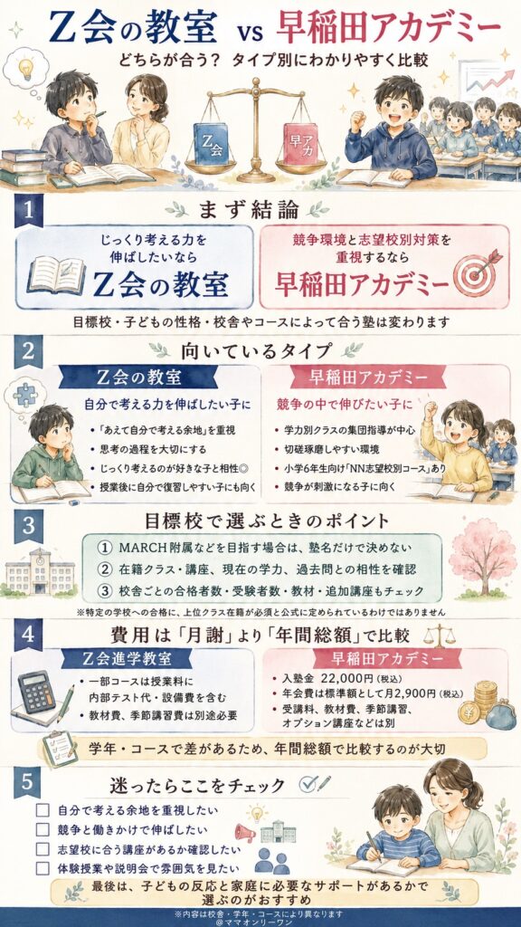 結論からいうと、Z会の教室と早稲田アカデミーどちらが合う？