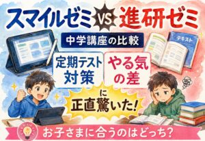 スマイルゼミvs進研ゼミ中学講座の比較|定期テスト対策とやる気の差に正直驚いた