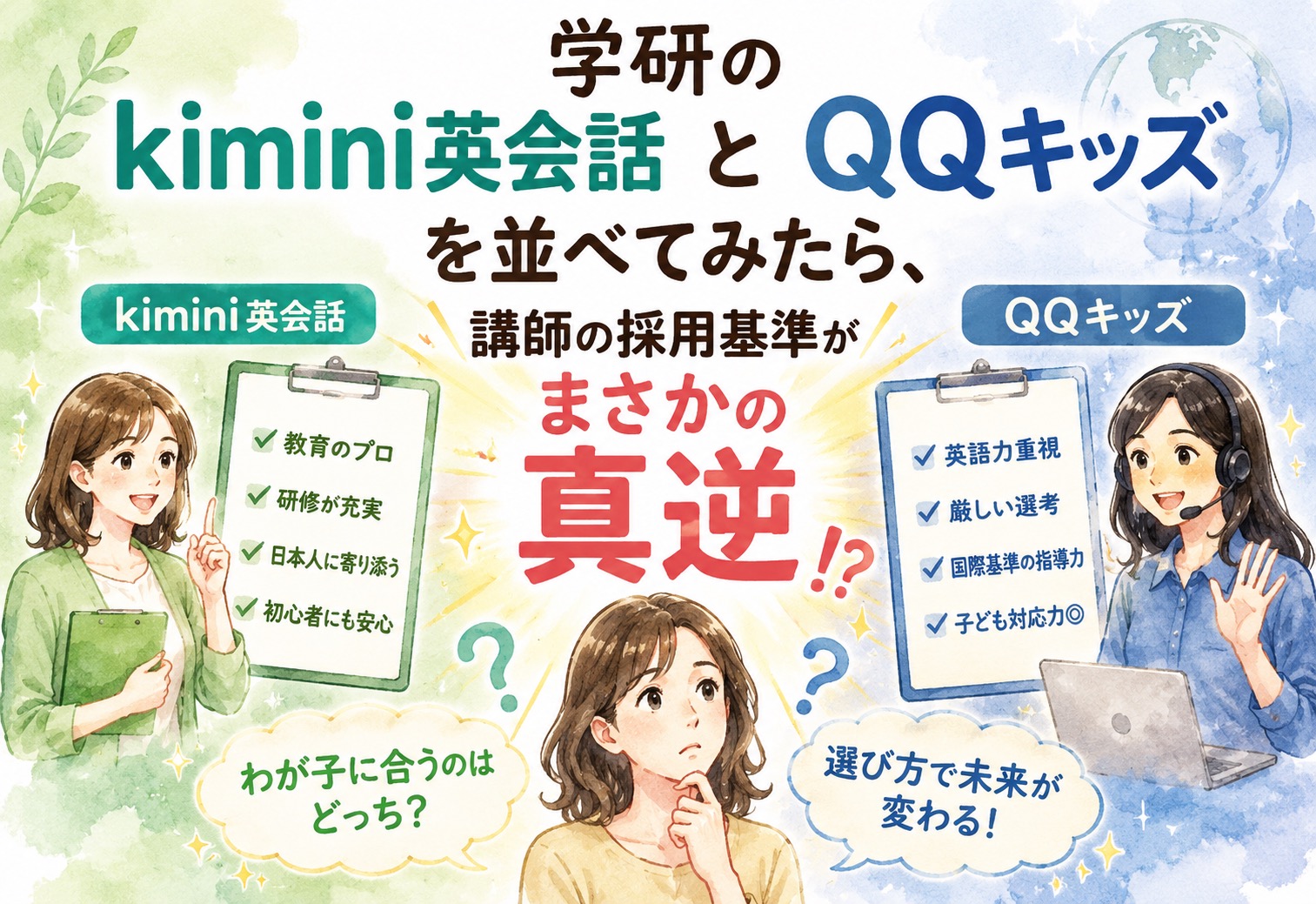 学研のkimini英会話とQQキッズを並べてみたら、講師の採用基準がまさかの真逆だった