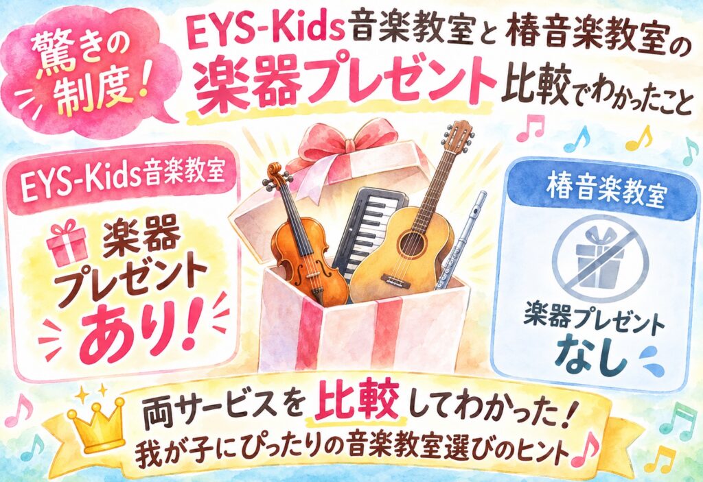 EYS-Kids音楽教室、驚きの制度、椿音楽教室との楽器プレゼント比較でわかったこと