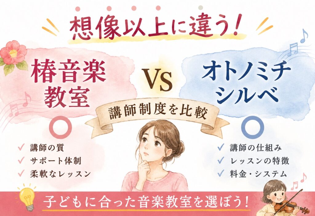 椿音楽教室、想像以上に違う、オトノミチシルベとの講師制度を比較